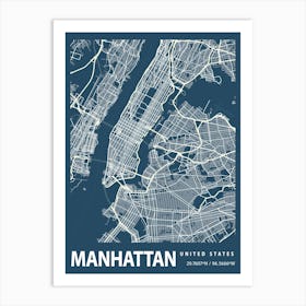 Manhattan Blueprint City Map 1 Art Print