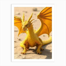 Yellow Dragon in Desert Art Print