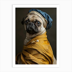 Portrait Of A Pug dog Art Print