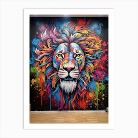 Lion Art Painting Mural Style 1 Art Print