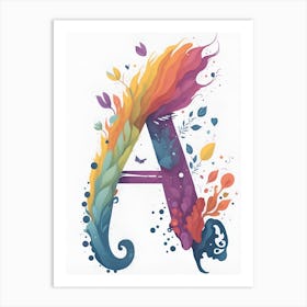 Colorful Letter A Illustration 16 Art Print