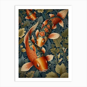 Koi Fish Style William Morris Art Print