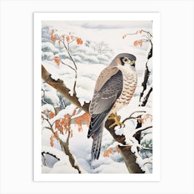 Winter Bird Painting Eurasian Sparrowhawk 2 Art Print