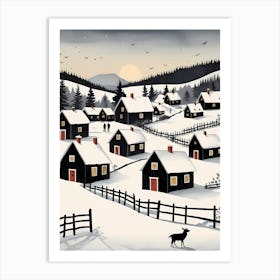 Scandinavian Village Scene Painting (5) Art Print