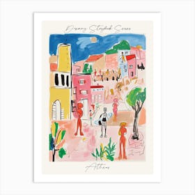 Poster Of Athens, Dreamy Storybook Illustration 4 Art Print