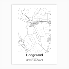 Hoogezand,Netherlands Minimalist Map Art Print