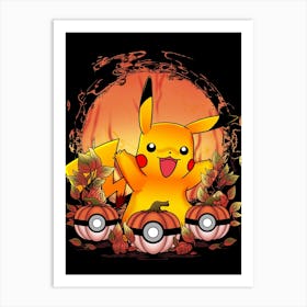 Pikachu Spooky Night - Pokemon Halloween Art Print