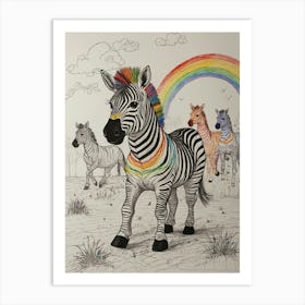 Rainbow Zebras 9 Art Print