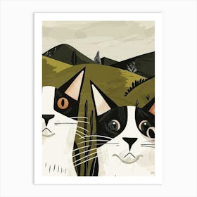 Two Cats In A Field Art Print