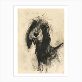 Petit Basset Griffon Vendeen Dog Charcoal Line 4 Art Print