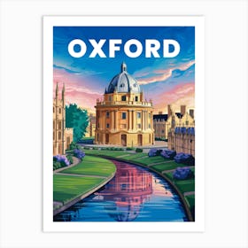 Anime Canvas Art: Elegant Oxford Skyline Featuring the Radcliffe Camera and Calm River Views, Ideal for Lofi Aesthetic and Academic Decor Fans. Art Print