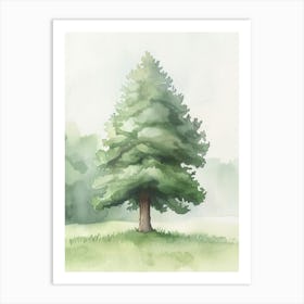 Yew Tree Atmospheric Watercolour Painting 3 Art Print
