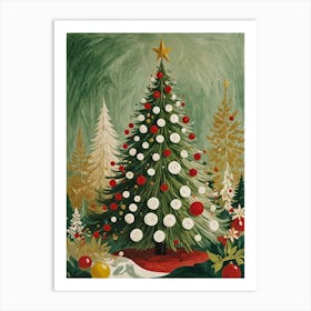 Joyful Christmas Trees Art Print