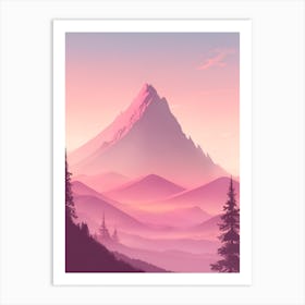 Misty Mountains Vertical Background In Pink Tone 65 Art Print
