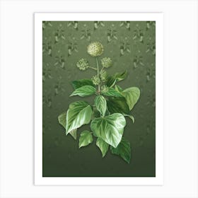 Vintage Common Ivy Botanical on Lunar Green Pattern n.1060 Art Print