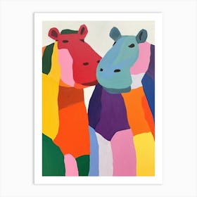 Colourful Kids Animal Art Hippopotamus 7 Art Print