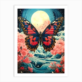 Butterfly In Cherry Blossoms Art Print