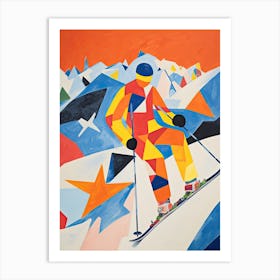 Skier Painting Colourful Illustration Art Print