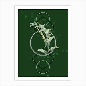 Vintage Solomon's Seal Botanical with Geometric Line Motif and Dot Pattern n.0151 Art Print