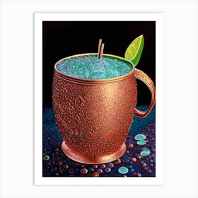 Moscow Mule Pointillism Cocktail Poster Art Print