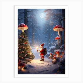 Santa Claus In The Forest Art Print