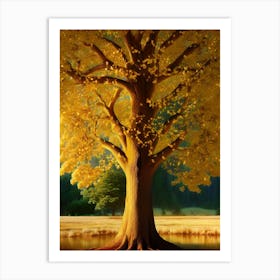 Tree By A Lake Art Print