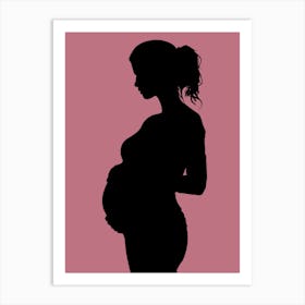 Silhouette Of Pregnant Woman Art Print