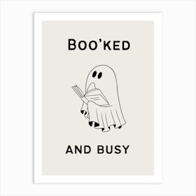 Boo’ked And Busy | Cute Ghost Reading Art Print