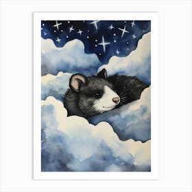 Baby Skunk 1 Sleeping In The Clouds Art Print