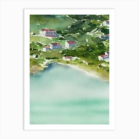Atlantic Islands Of Galicia National Park Spain Water Colour Poster Art Print