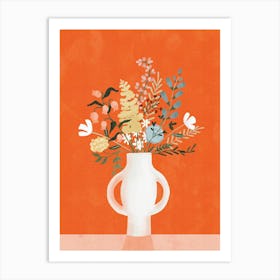 Flowers in Vase Red Art Print