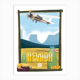 Nevada Postcard Travel poster Art Print