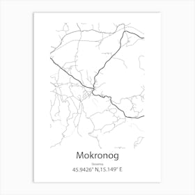 Mokronog,Slovenia Minimalist Map Art Print