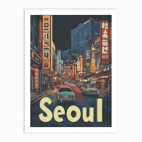 Aihrgdesign A Classic 1960s Travel Poster For Seoul Art Print