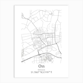 Oss,Netherlands Minimalist Map Art Print