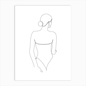 Back View Of A Woman.Scandinavian wall art 1 Art Print