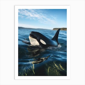 Realistic Photography Of Orca Whale Coming Out Of Ocean 3 Art Print