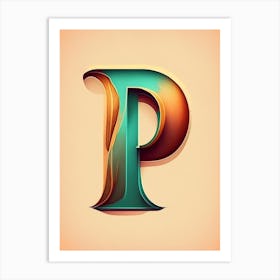 P, Letter, Alphabet Retro Drawing 3 Art Print