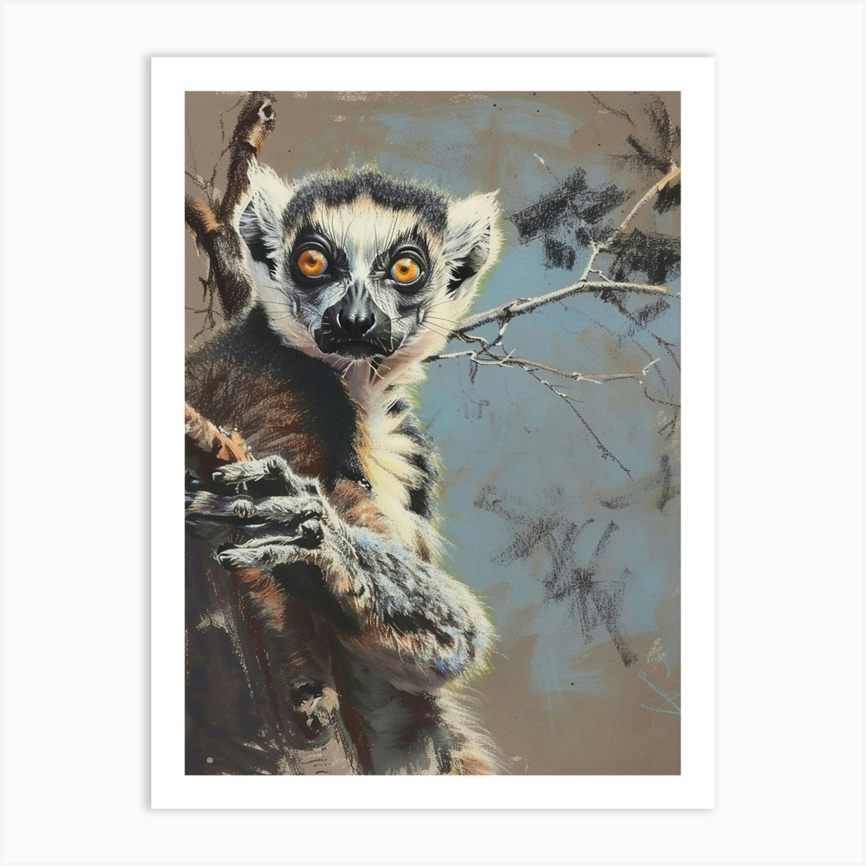 Lemur Pastel Watercolour 2 Poster