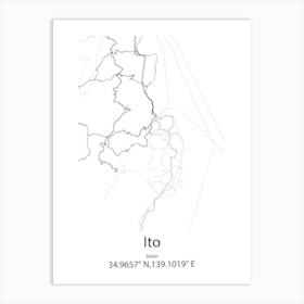 Ito,Japan Minimalist Map Art Print