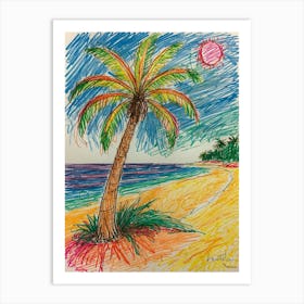 Palm Tree On The Beach Art Print