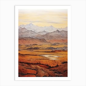 Autumn National Park Painting Denali National Park Alaska Usa 4 Art Print