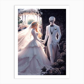 Beauty and the Skeleton Wedding Art Print #1 Art Print