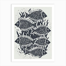 A School Of Tropical Fish In A Vibrant Reef Art Print