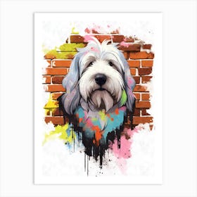 Aesthetic Old English Sheepdog Dog Puppy Brick Wall Graffiti Artwork Art Print