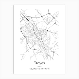 Troyes,France Minimalist Map Poster