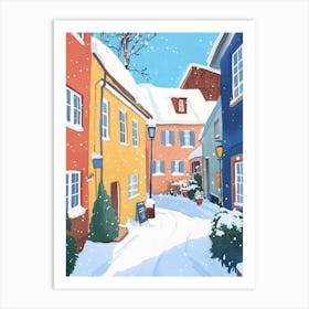 Morning Winter Walk Gouache Painting Art Print