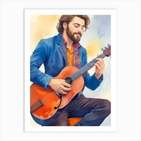 A man and guitar Art Print