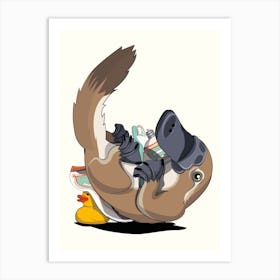 Platypus Cleaning Teeth Art Print