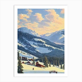 Vail, Usa Ski Resort Vintage Landscape 1 Skiing Poster Art Print
